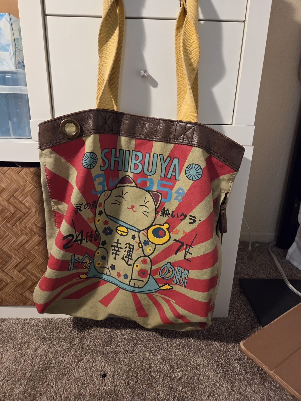 Lucky Brand Cat Tote Bag in Red and Tan
